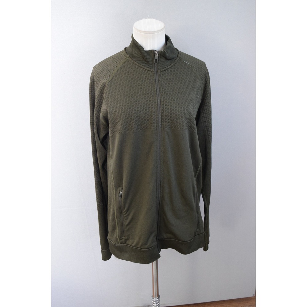 Lululemon Engineered Warmth Jacket Large Olive Green Full Zip Textured Mens Coat